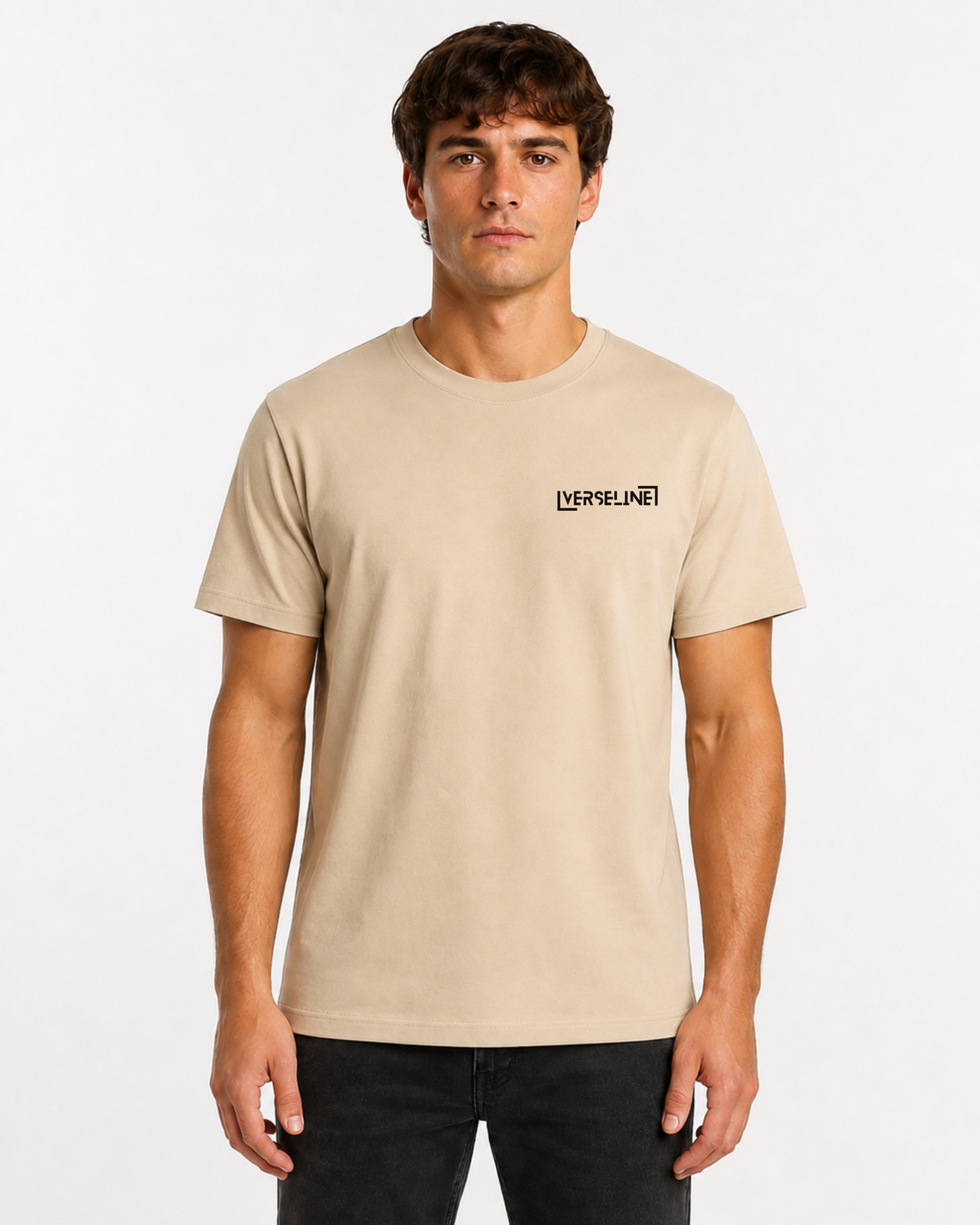 BEIGE BASIC T-SHIRT FRONT MAN