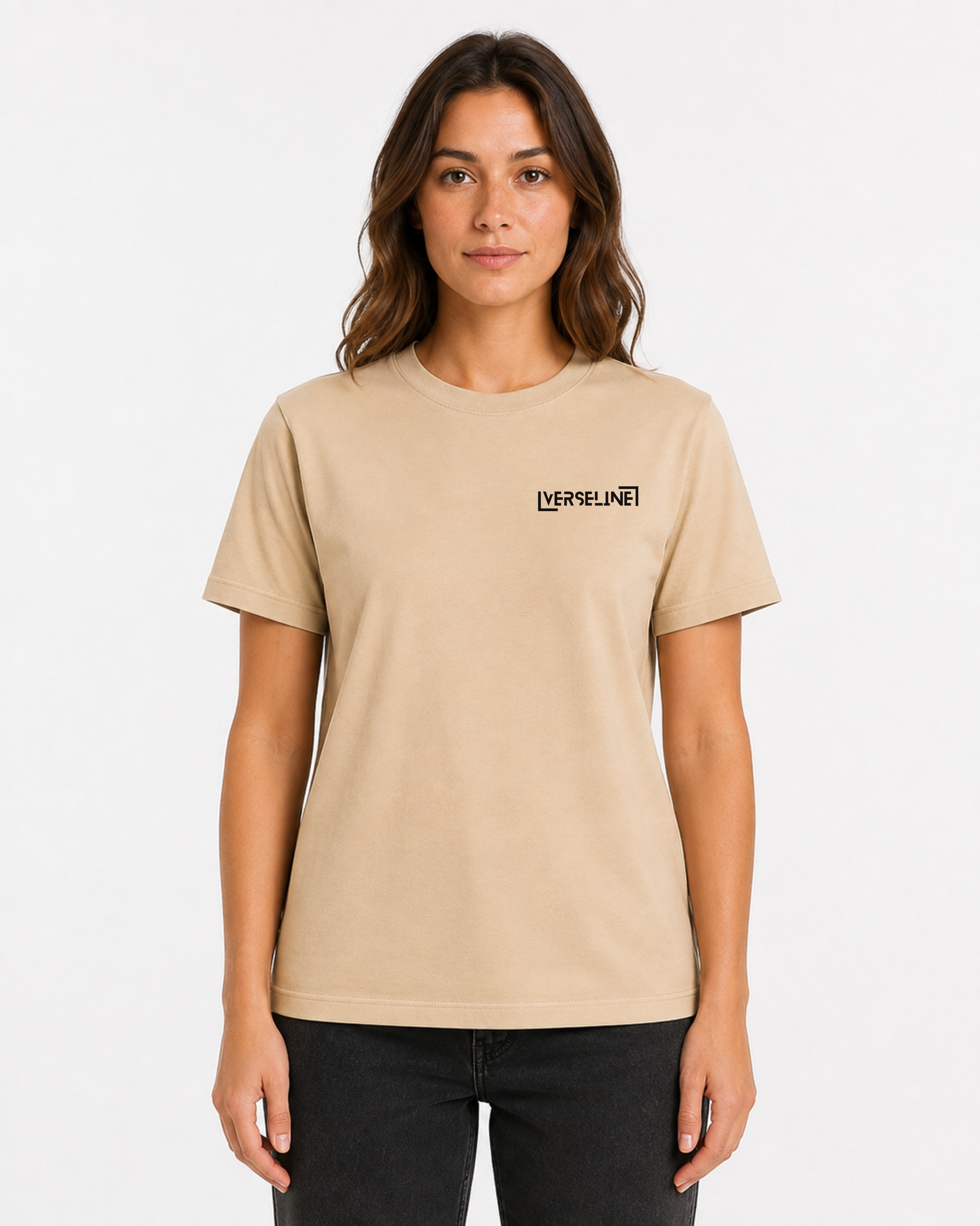 BEIGE BASIC T-SHIRT FRONT WOMAN