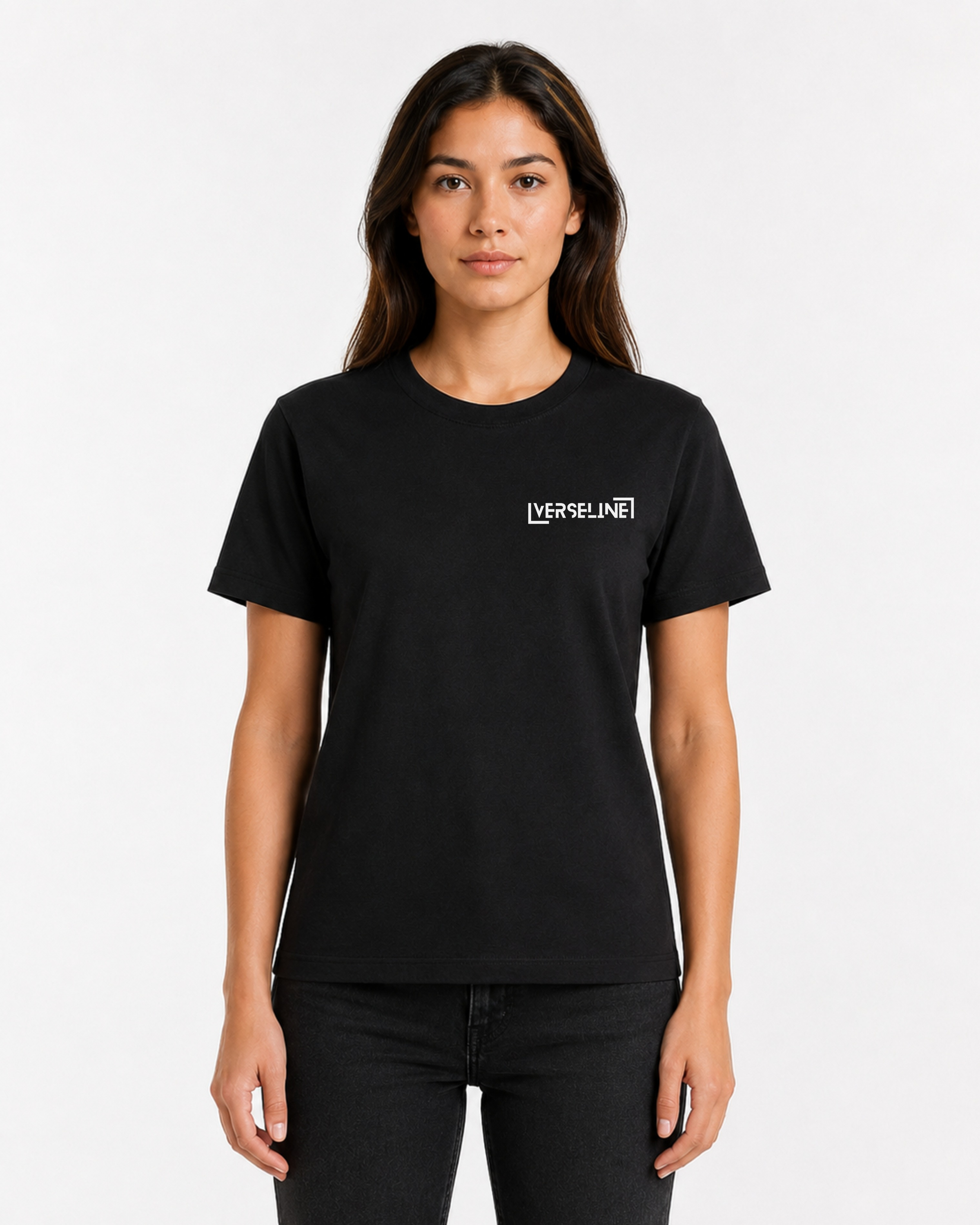 BLACK BASIC T-SHIRT FRONT WOMAN