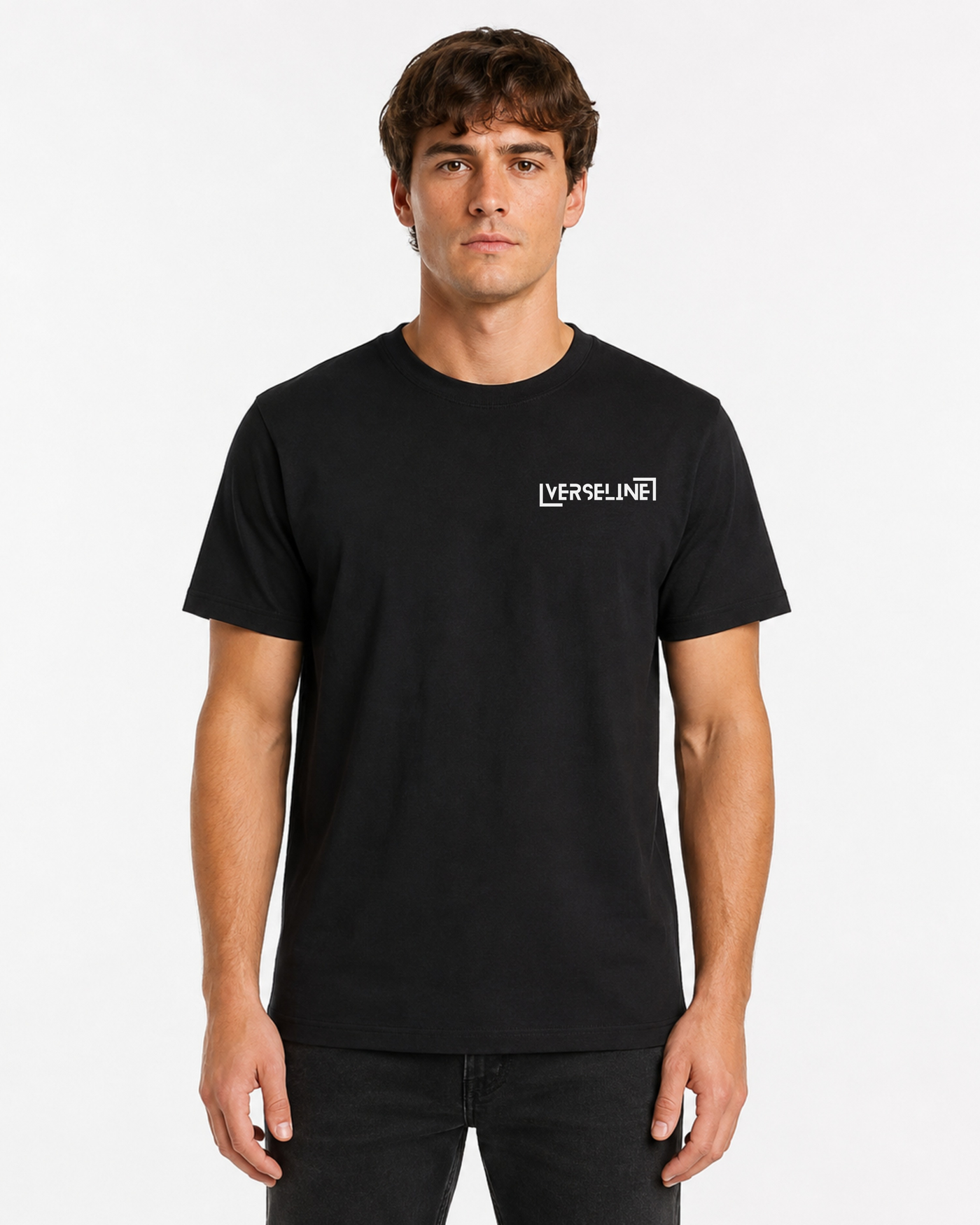 BLACK BASIC T-SHIRT FRONT MAN