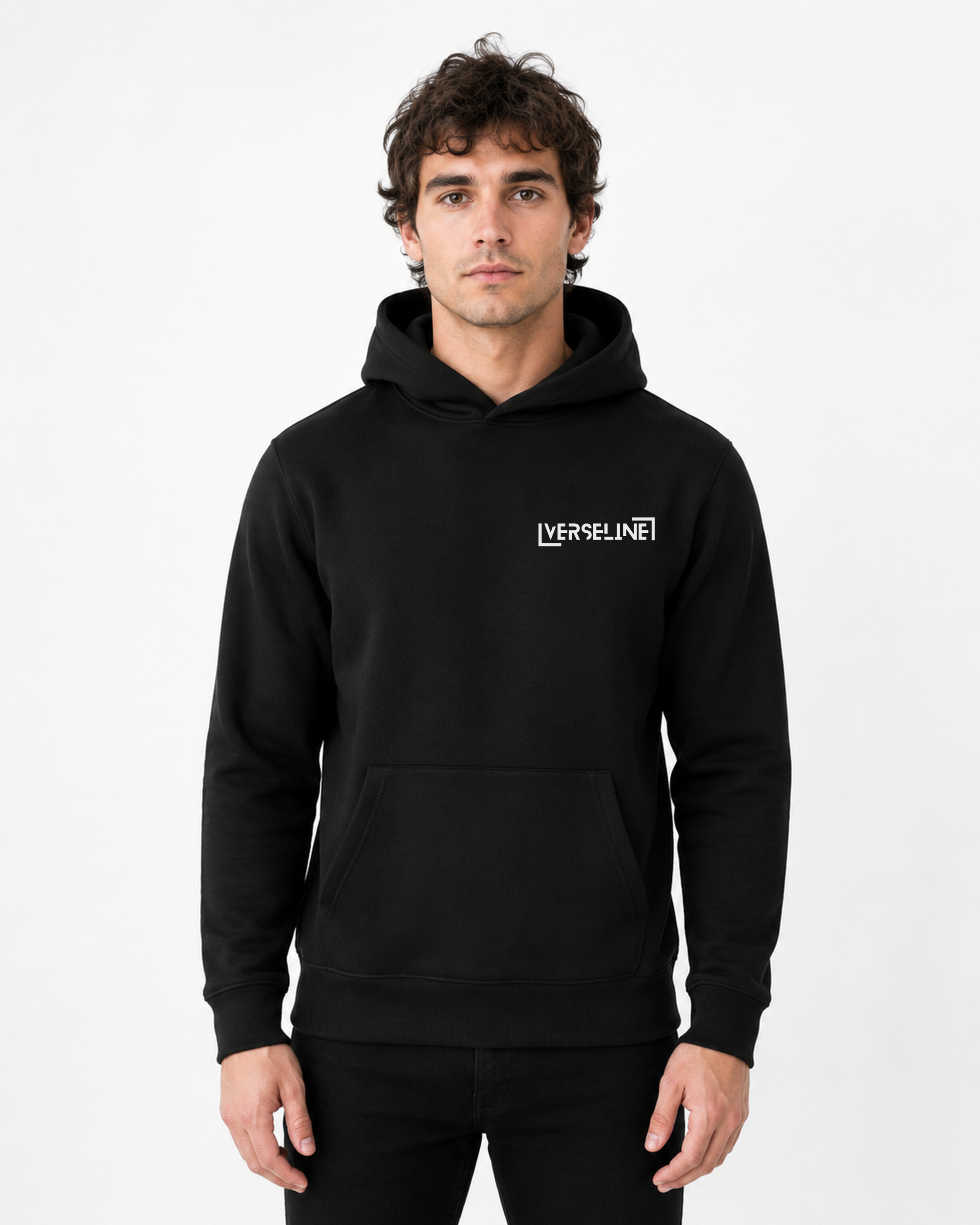 BLACK HOODIE FRONT MAN