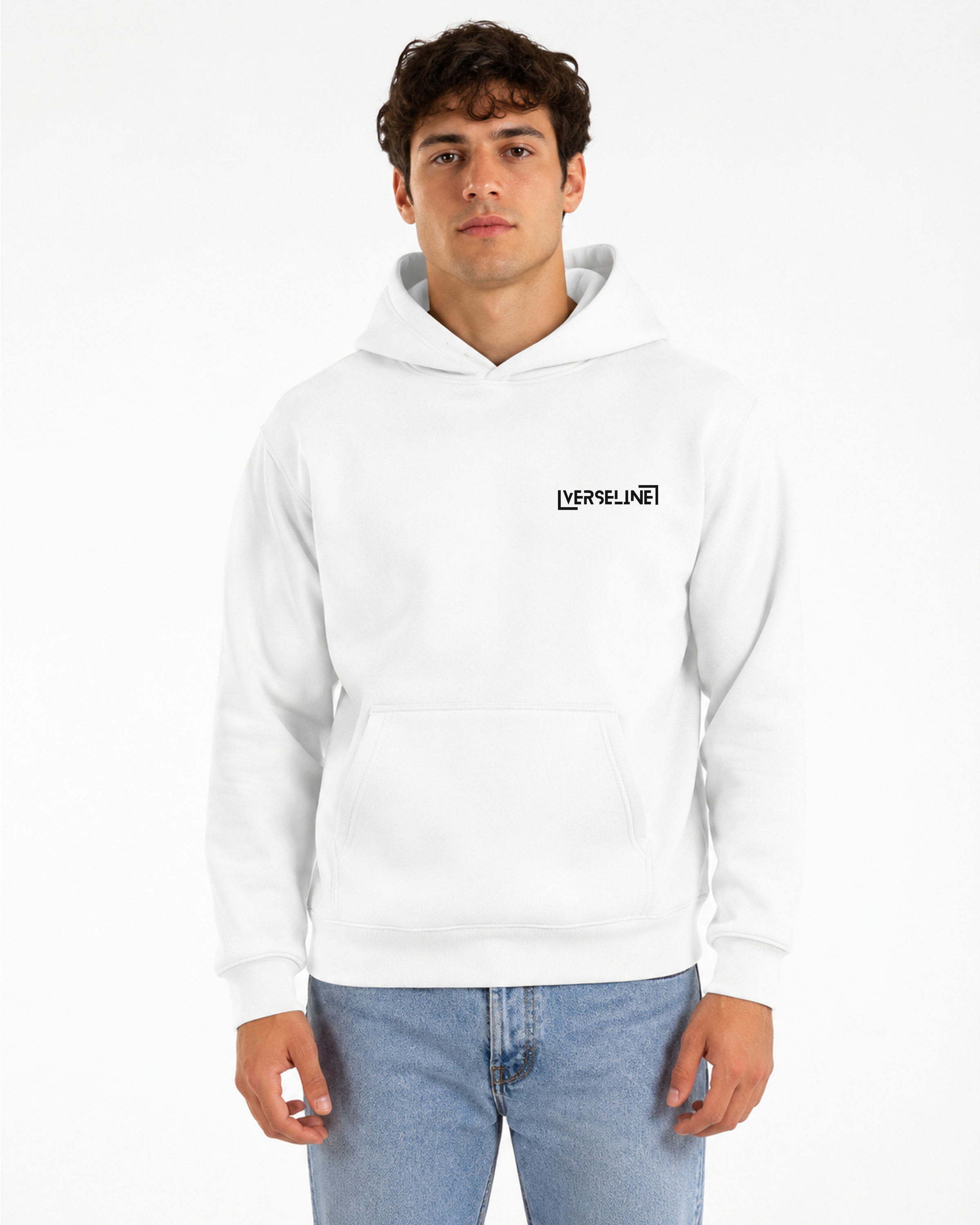 WHITE HOODIE FRONT MAN