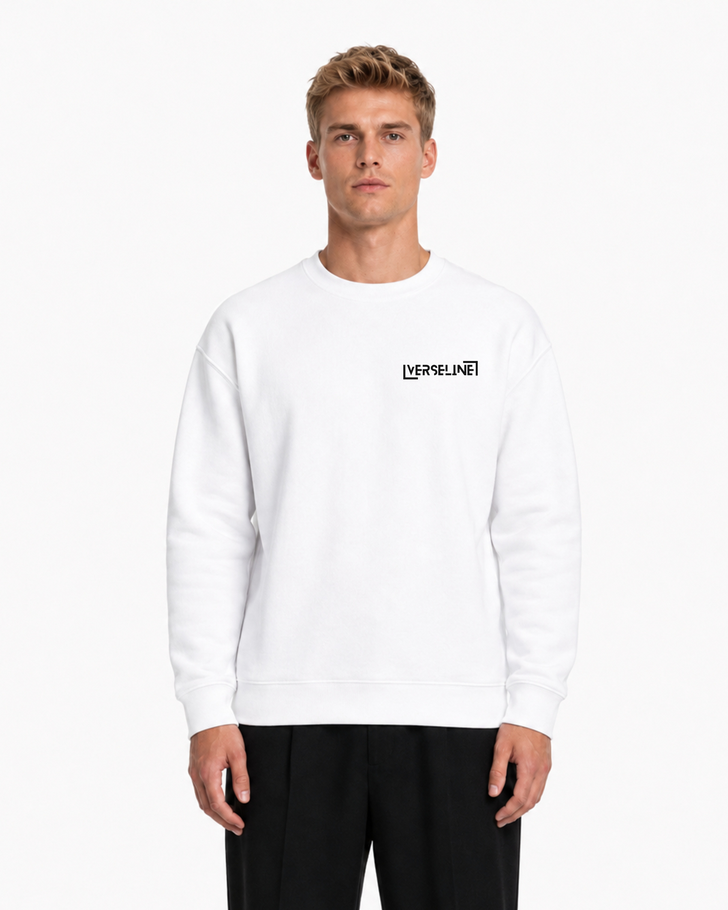 WHITE SWEATSHIRT FRONT MAN